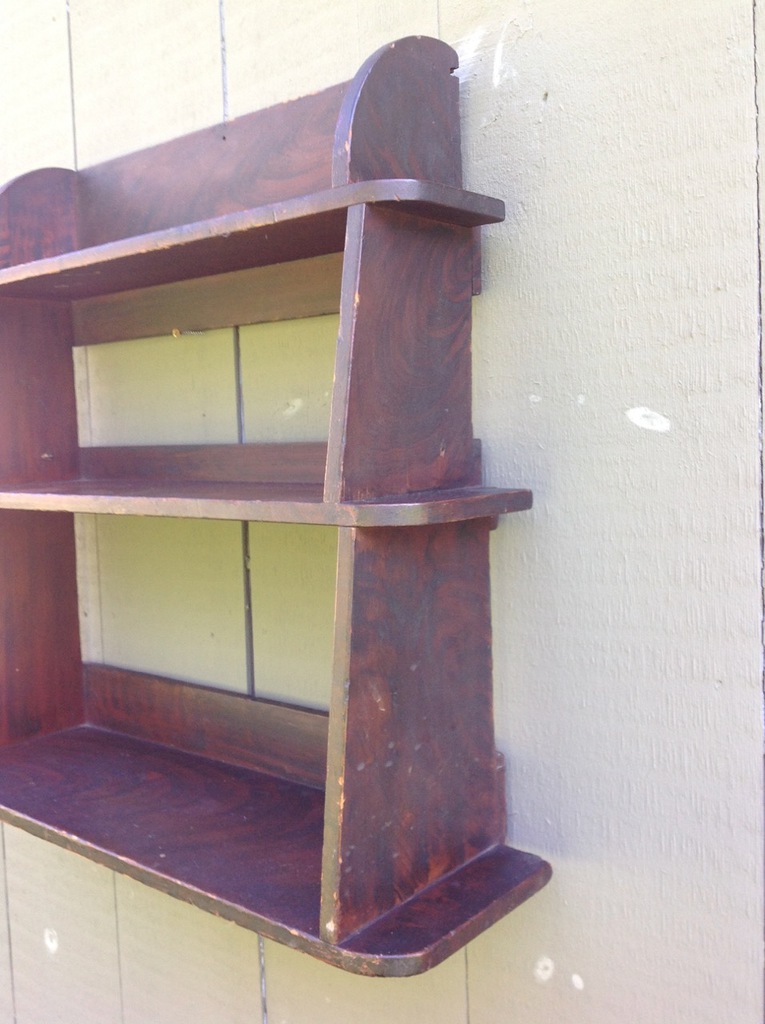 NEW ENGLAND GRAIN PAINTED WALL or COUNTER SHELF-ca:1850