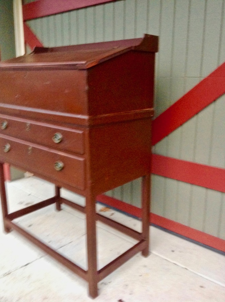 PAINTED TWO DRAWER DESK ON FRAME ca:1800