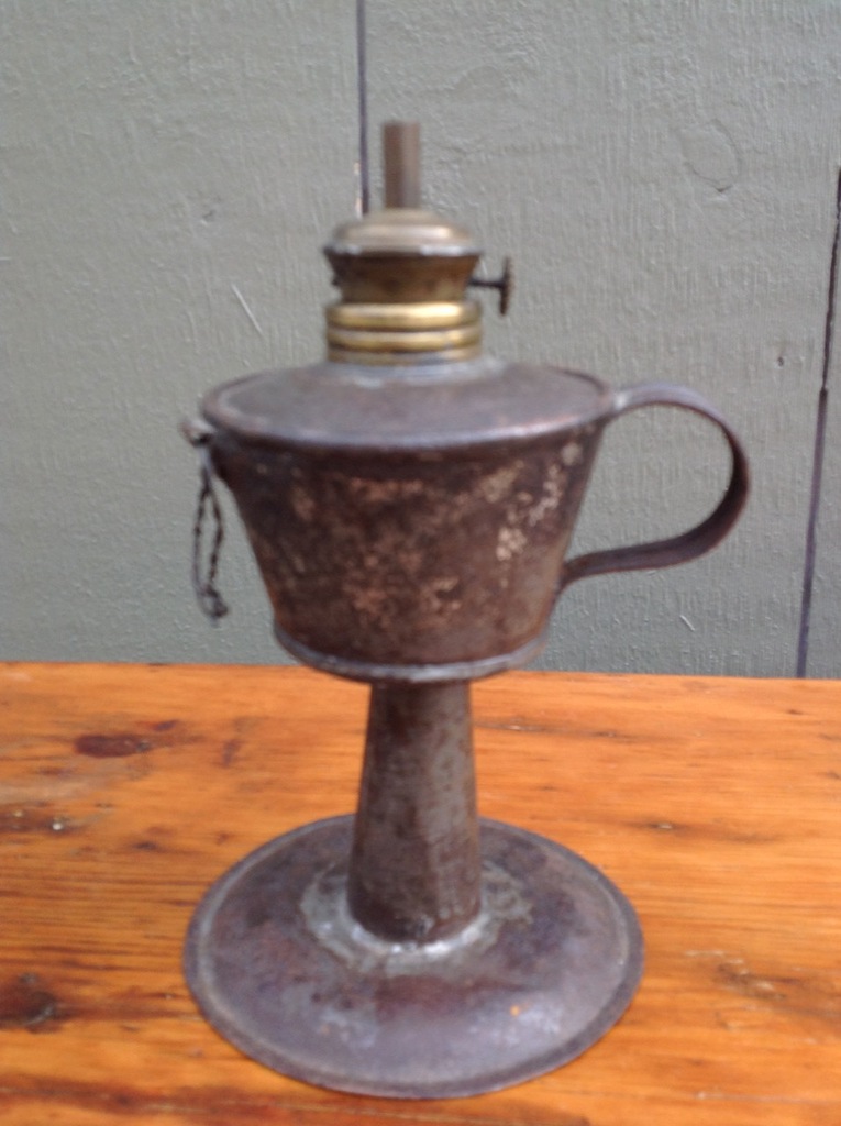 EARLY TO MID 19th CENTURY TIN FLUID LAMP